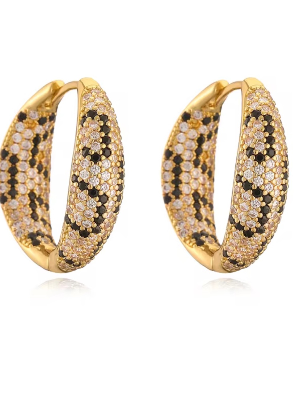 Floral Gold & Black Hoop Earrings